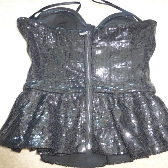 BEBE black shiny sequins peplum tube top - Picture 6 of 8